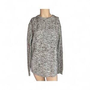 Bernings Sho Black/White Unisex‎ Crew Neck Cable Knit Sweater, Size L (329)